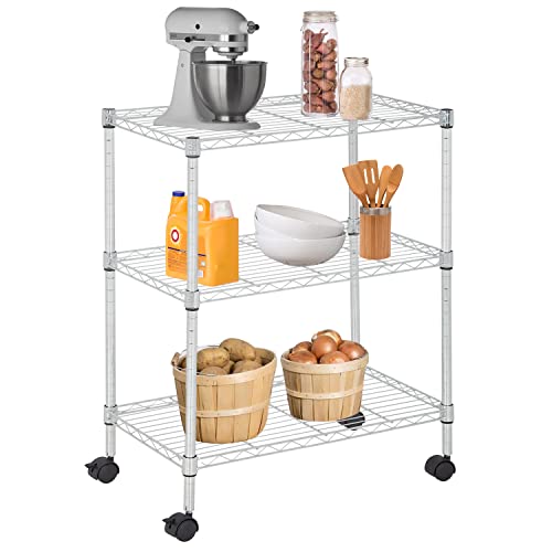 3 Tier Wire Shelf with Wheels