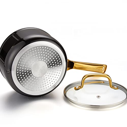 2.5 QT Ceramic Enamel Saucepan with Lid (2.5 Quarts)