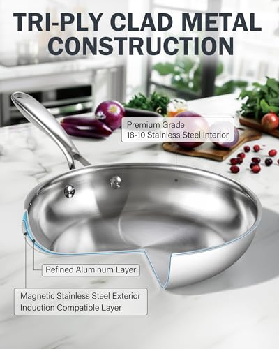 Multi Ply Clad Stainless Steel 10" Frying Pan (Silver / 10")