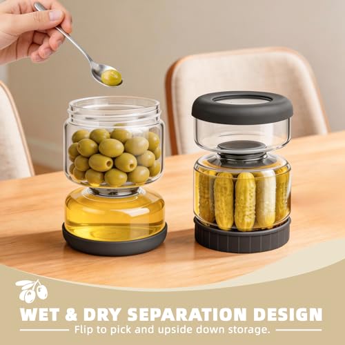 Hourglass Pickle Jar with Strainer Flip (25.4oz Grey)