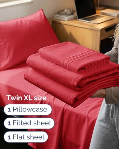 Twin XL 3 Piece Sheet Set (27 - Red / Twin XL)