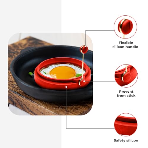 Professional 4 Inch Silicone Egg Ring (Red 4-Pack)