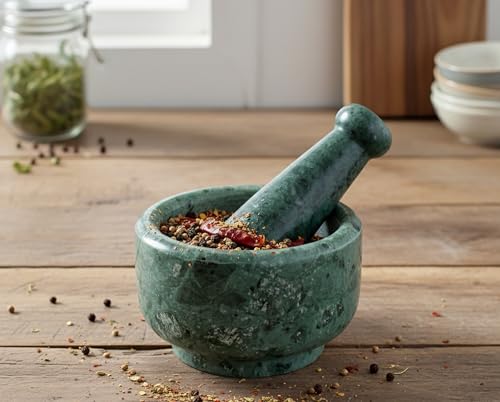 5" Diameter Natural Stone Mortar and Pestle Set as Spice Grinder
