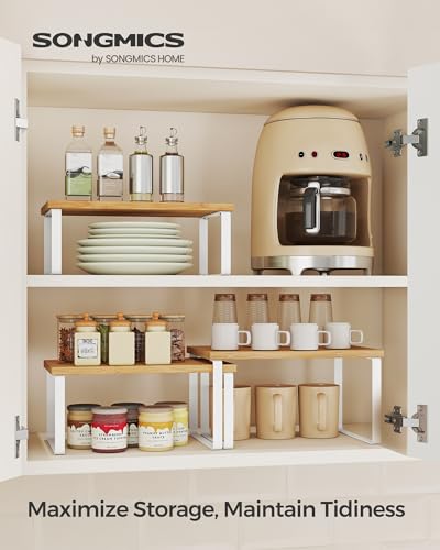 Cabinet Organizer Shelf (Black + Natural / S (4.6"H) + S (5.4"H) + S (6.2"H))