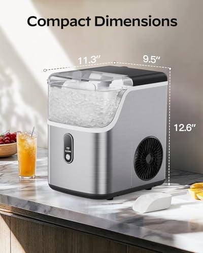 Nugget Ice Maker Countertop (Brushed Stainless Steel / 33 lbs)