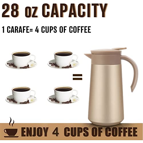 28oz Small Coffee Carafe Insulated Coffee Pot (Golden)