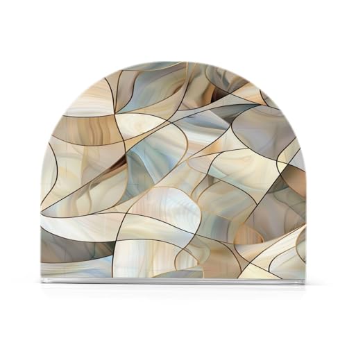 Abstract Stained Glass Pattern Napkin Holder for Table Paper Napkins Holder Acrylic Tissue Dispenser Kitchen Dining Room Bathroom Party Car Decor (NH069 / 4.1x4.9x1.97in)