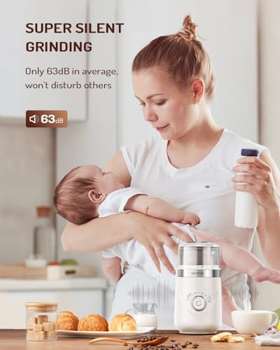 Electric Super Silent Blade Coffee Grinder (Cream / 1 Bowl)
