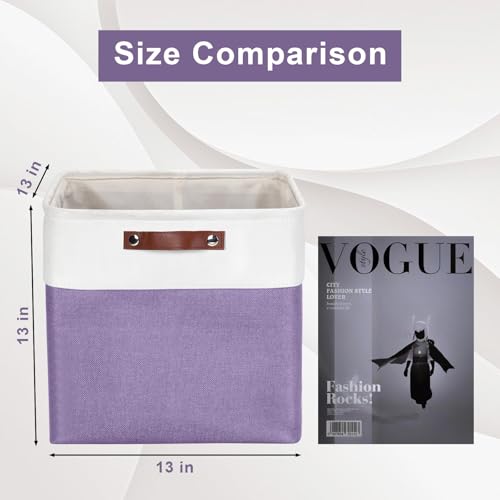 13x13 Cube Storage Bins (Purple / Off-White / Cube - 13"x13"x13")