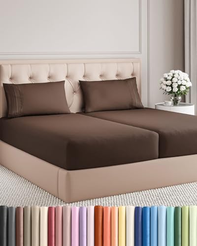 Split King Size 5 Piece Sheet Set (09 - Brown / Split King Size)