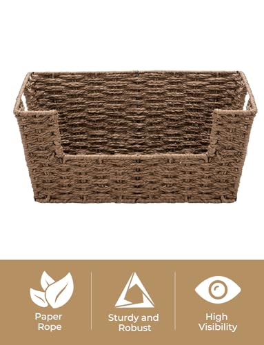 Pantry Baskets for Shelves (Brown / 13 ½"L x 10 ¾"W x 5"H)
