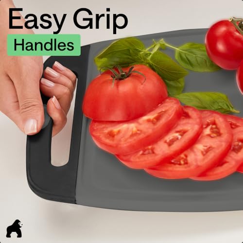 BPA Free Reversible Kitchen Cutting Board (Gray/Black / Large (Pack of 3))