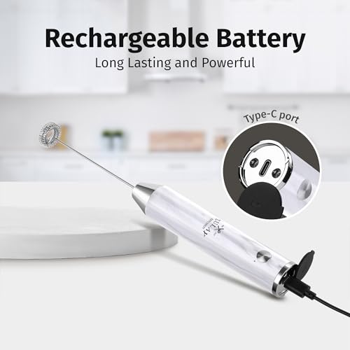Rechargeable Milk Frother Handheld (Lux Quartz / Rechargeable Z1 Motor Max)