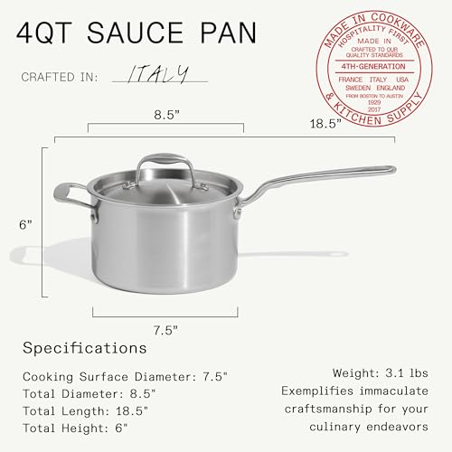 Cookware 4 QT CeramiClad Non Stick Saucepan with Lid (4 QT)