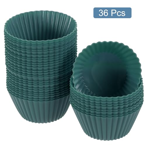 36Pcs Silicone Cupcake Liners (Deep Dark Green / 2.8")