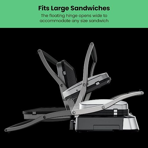 5-in-1 Digital Panini Press Grill Sandwich Maker and Griddle Grill Combo with Removable, Reversible Dishwasher-Safe Grilling Plates, Opens 180° for Indoor BBQ /Flat Top Grill, Stainless steel (4 Slice - Digital)