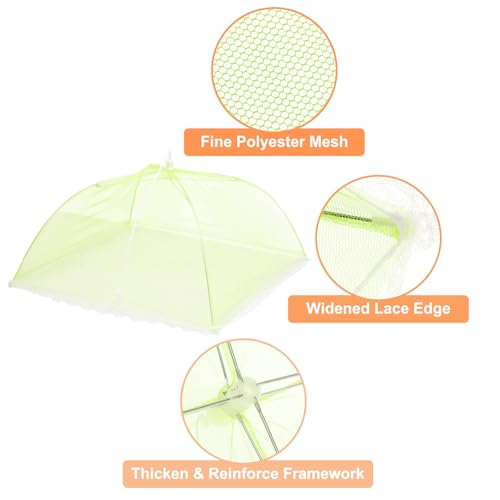 3 Pcs Large and Tall Food Covers 17" Mesh Food Covers for Outdoors Collapsible Food Protector Covers Tent for Parties Outdoor Picnics BBQs (17" / Green)