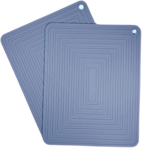 Blue Silicone Trivets Mats Set 2 for Hot Dishes (Blue)