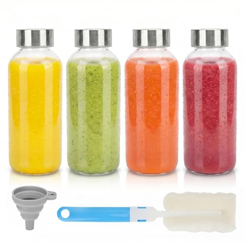 Glass Water Bottles with Stainless Steel Lids 12 oz