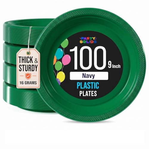 Sturdy Emerald Green Plastic Plates 9" Party Plates 100 Pcs (9 inch / Emerald Green)