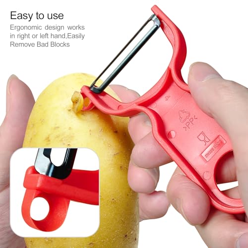 Original Vegetable Fruit Peeler Carbon Steel Blade 3 Pack Red (3 Count)