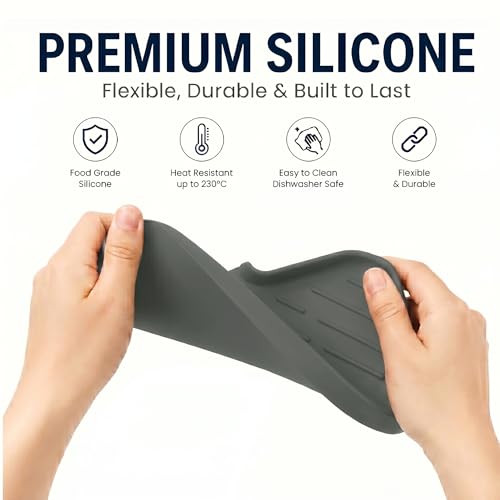 Silicone Soap Dish with Drain Spout (Grey / M(9.6"×5.3"))