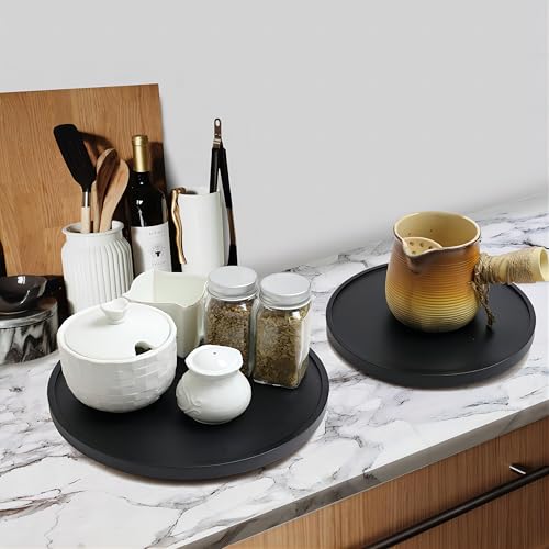 12 inch Lazy Susan Organizers (Black Wood / 1 Pack - 12 inch)