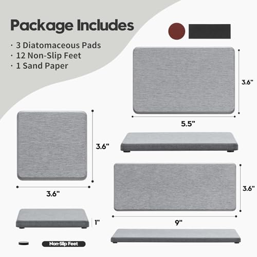 3PCS Bathroom Sink Vanity Trays (3 Pack - Light Gray / 9" x 3.5")