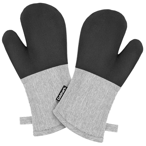 Cuisinart Chambray Kitchen Oven Mitts (Light Gray)