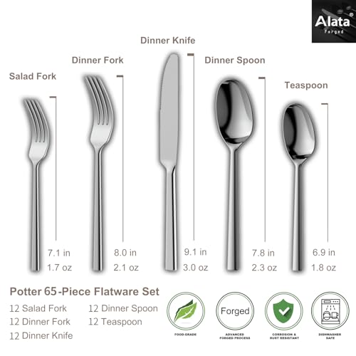 Potter 65 Piece Forged Silverware Set (Silver / 65 pieces for 12)