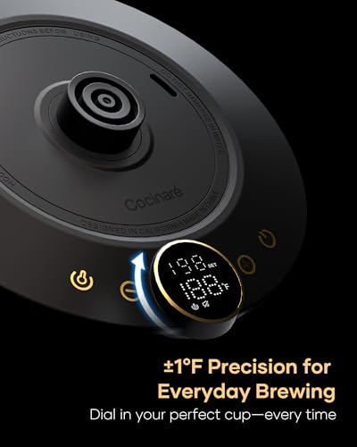FLOW B9 Gooseneck Electric Kettle ±1°F Temperature Control (Soulages Black)