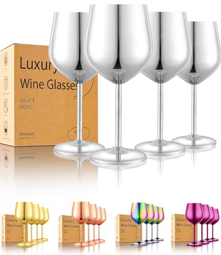 Unbreakable Stainless Steel Wine Glasses Set of 4 (4 Count)