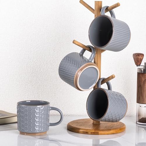 8 OZ Stackable Coffee Mugs Set of 4 (Gray / 8 Ounces)