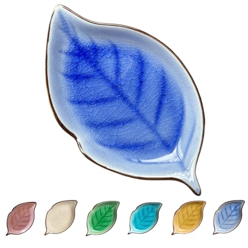 Ceramic Spoon Rest for Stove Top & Kitchen Counter Cooking Spoon Holder for Stove (A, Sapphire)