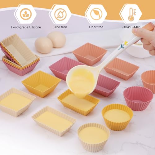 24Pack Silicone Muffin Baking Cups Cupcake Liners Lunch Box Bento Dividers (Orange Series / Regular Size)