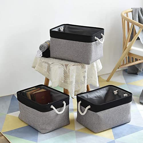 Storage Cubes with Handles (Black&Gray / Large (Pack of 4))