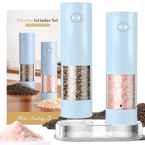 Electric Salt and Pepper Grinder Set (Light Blue)