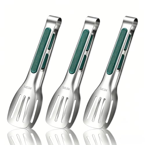 Stainless Steel Kitchen Tong Set (6inch / 3Pcs Green)
