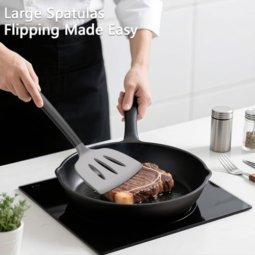 3 Pack Silicone Spatula Set (GrayBlack)