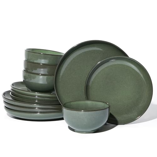 Ceramic Dinnerware Sets for 4 (Moss Green / Set (12pcs))