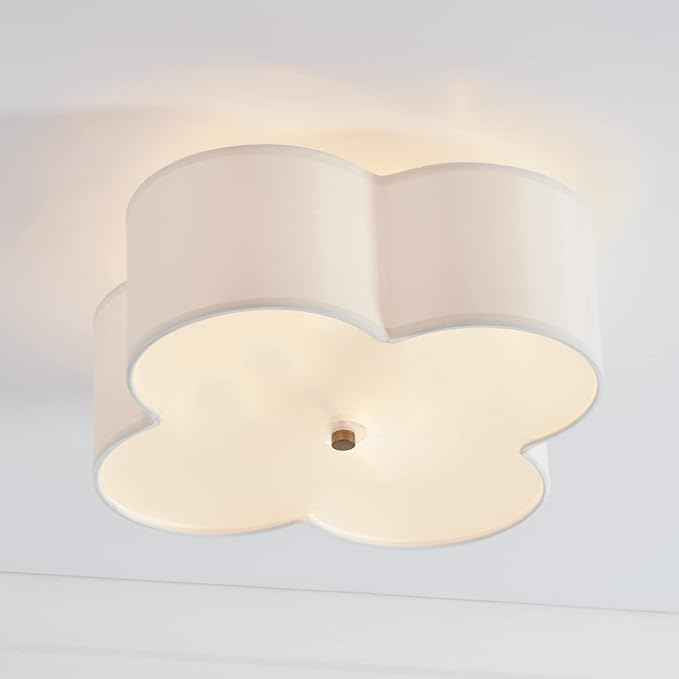 Capital Lighting 4453BG-561 Quinn Decorative Fabric Shade Semi Flush Ceiling Light Fixture, 4-Light 240 Total Watts, 8" H x 18" W, Brushed Gold