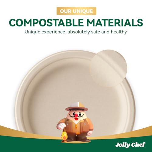 Compostable Heavy Duty Plates 9 Inch [300 Pack] Eco (9in-300pack / Brown)