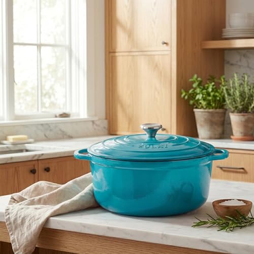 7.7 Quart Enameled Cast Iron Dutch Oven Pot with Lid (Light Blue / 7.7 Quart)