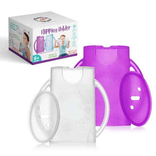 Squeeze Proof Food Pouch Holder for Toddlers (Purple & White)