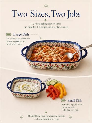 2 Piece Polish Pottery Style Ceramic Baking Dish Set (2 Count)
