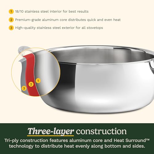PureClad™ Triple Ply Stainless Steel 4.5 Qt. Dutch Oven w (4.5 Quart Dutch Oven)