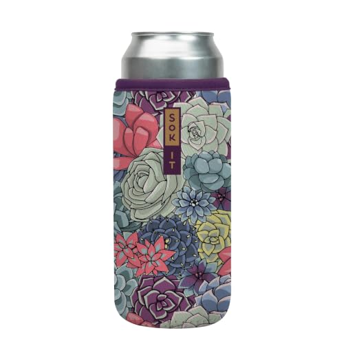 CanSok Sleeve for Beer & Soda Insulated Neoprene Cover (Succulents / 25oz Can Sleeve)