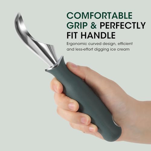 Premium Heavy Duty Ice Cream Scoop with Ergonomic Grip Handle
