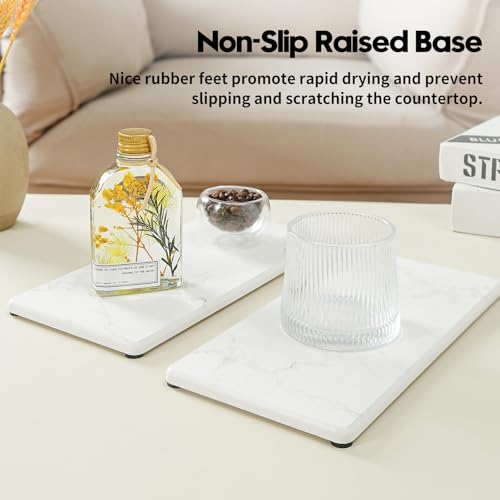 2PCS 10"x 5" Large Bathroom Sink Vanity Trays (2 Pack - Marble White / 10" x 5")