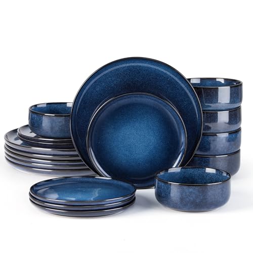 18 Piece Plates and Bowls Set (Deep Sea Blue / Service for 6)